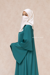 Bushra Dress - Jade Green Layered Ruffle Sleeve Abaya - Premium Sultansha