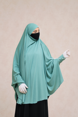 Mint Cotton Abida Khimar With Sleeves - Soft Cotton