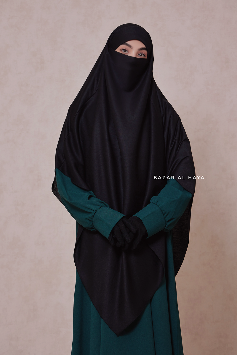 Black Eliza Long Triangle Diamond Khimar - Soft Cotton