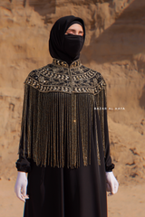 Gold & Black Bisser Collar Cape - Costume Jewelry Poncho