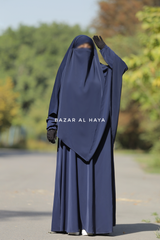 Dark Blue Salam Abaya & Mubarak Khimar Two Piece Set - Nidha