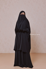 Hoor Two Piece  Black Jilbab With Skirt- Long & Loose