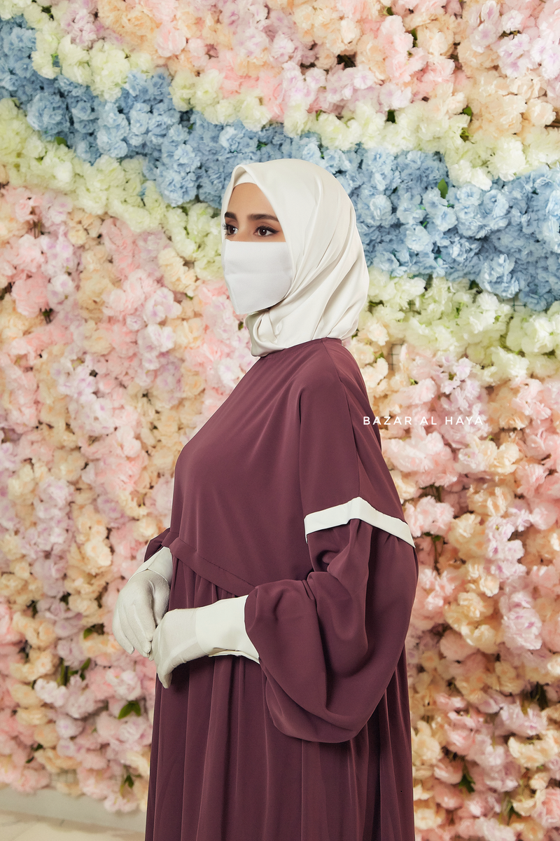 Grape Mubina Tiered Abaya Dress - Loose & Wide In Nida