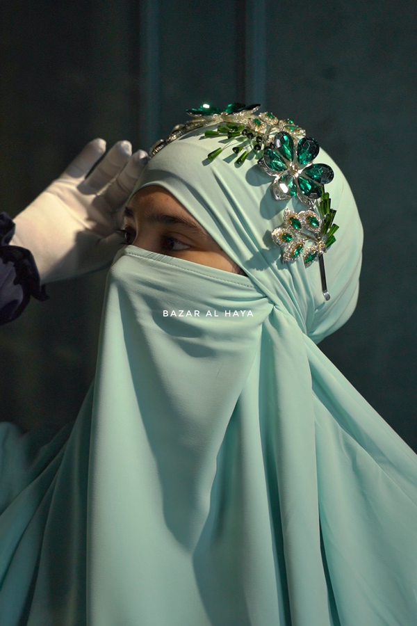 Beautiful Diadema Emerald Diamond Headband - Handmade