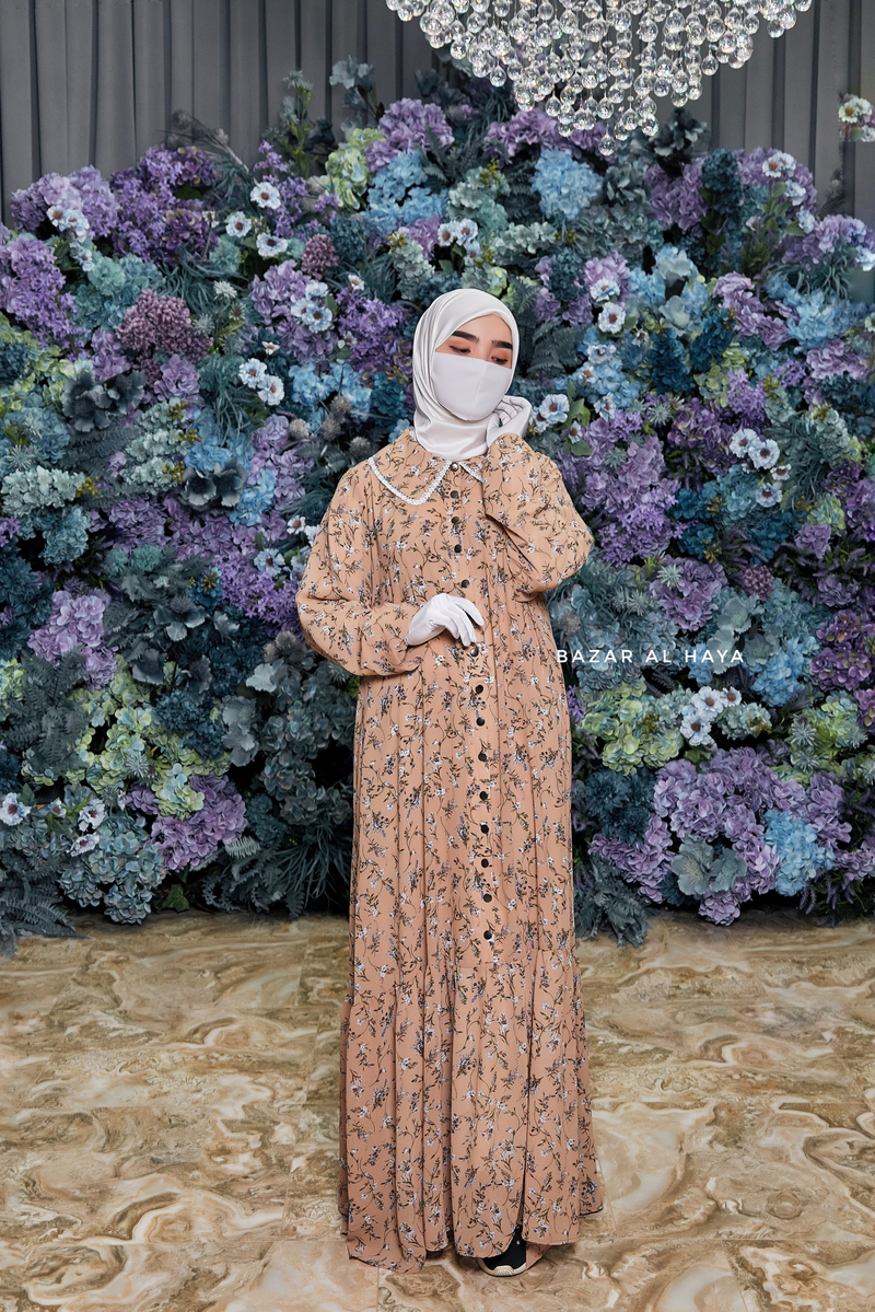 peach floral chiffon dress Plus Size Wedding Guest Peach Floral Open Shoulder Half Sleeve Split Wrap Chiffon Maxi Dress