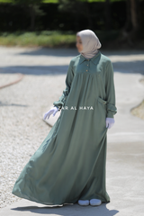 Layla Mint Abaya - 100% Cotton Summer Relaxed Fit Dress With Pockets