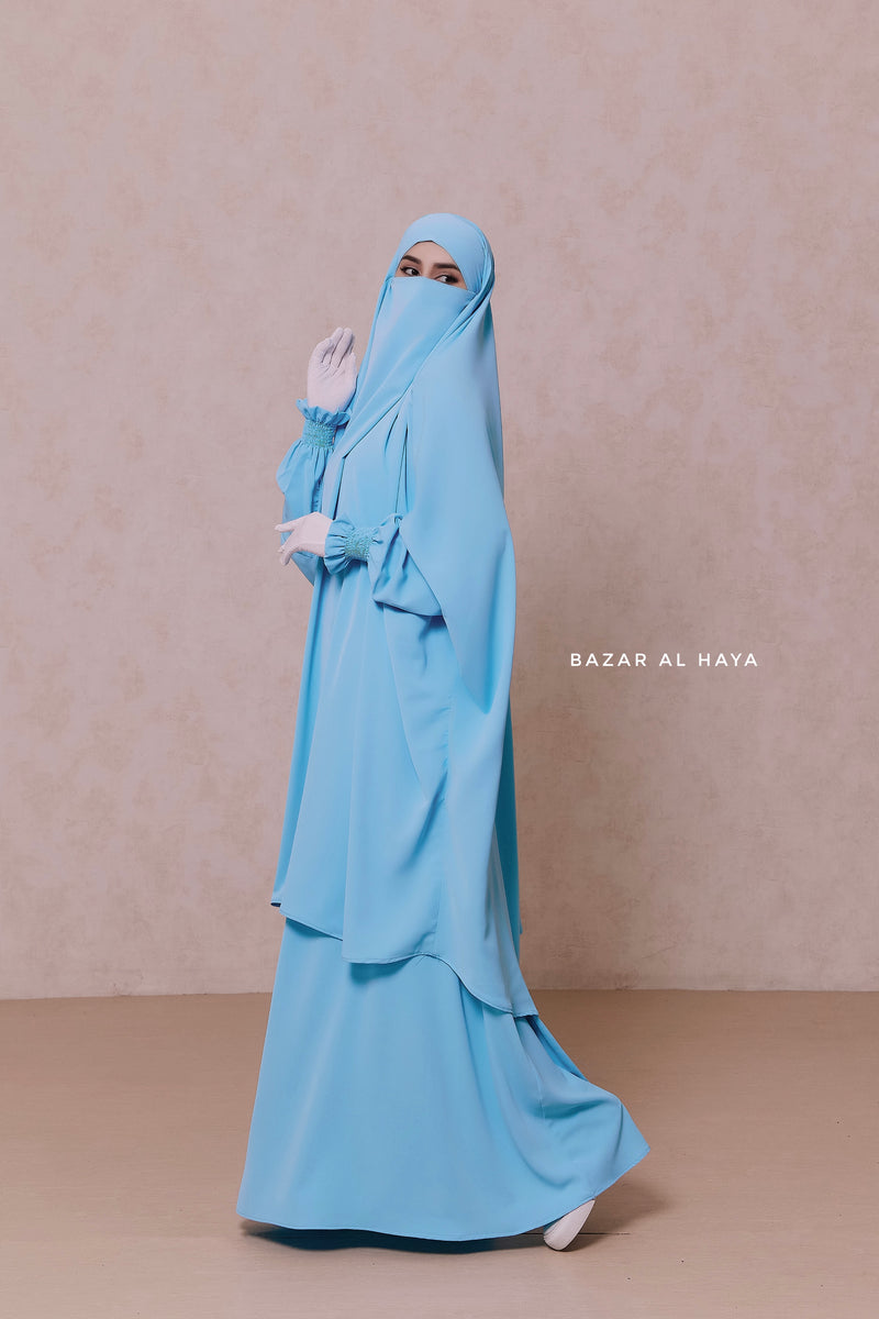 Baby Blue Hoor - Two Piece Jilbab With Skirt- Long & Loose