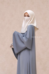 Bushra Dress - Steel Grey Layered Ruffle Sleeve Abaya - Premium Sultansha