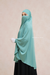 Mint Cotton Abida Khimar With Sleeves - Soft Cotton