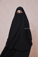 Yasmin Black Two Piece Jilbab With Dress & Khimar - Relaxed Fit, Light, Soft & Breathable