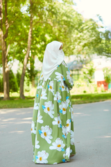 Kiwi Muna Loose Fit Summer Abaya Dress - Viscose Cotton & Daisy Flower Print