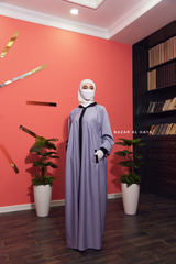 Kalina Lilac Hooded Abaya Dress With Pockets - Soft Crepe Cotton