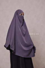 Steel Grey Long Mubarak Diamond Khimar - Nida Extra Long