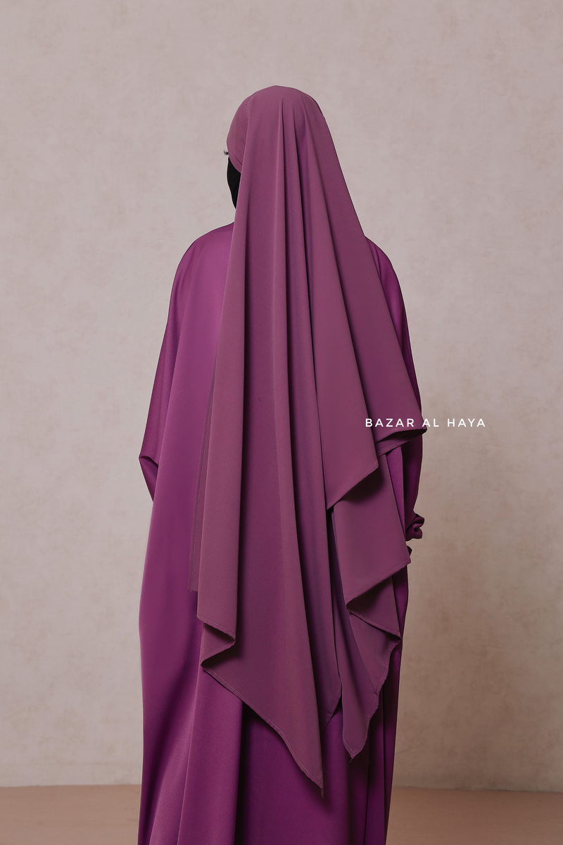 Mauve Tie Back Scarf & Khimar - Long Rectangle Shape - Style & More