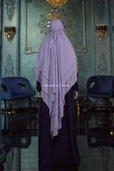 Lilac Aiza Three Layered Diamond Khimar - Premium Stretch