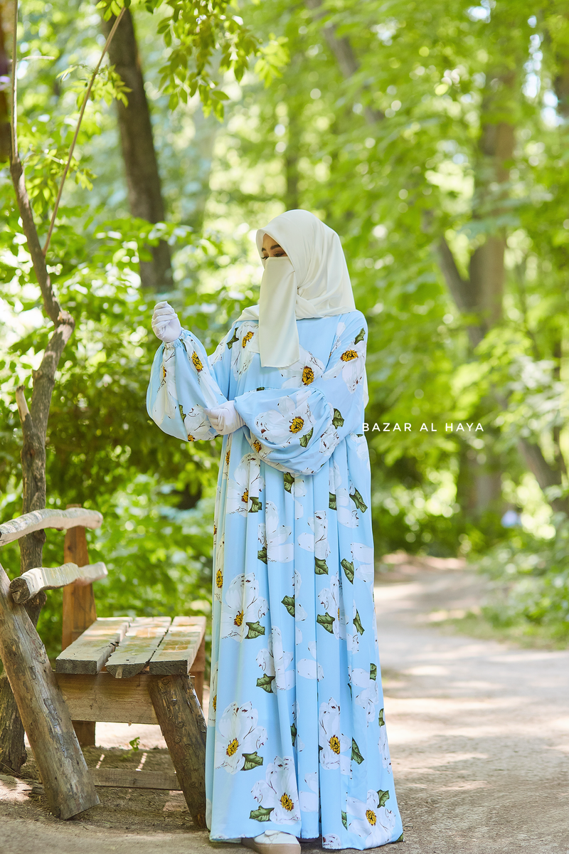 Baby Blue Muna Loose Fit Summer Abaya Dress