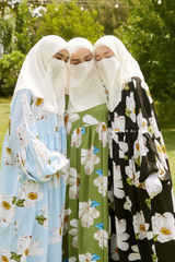 Muna Loose Fit Summer Abaya Dress - Viscose Cotton & Daisy Flower Print