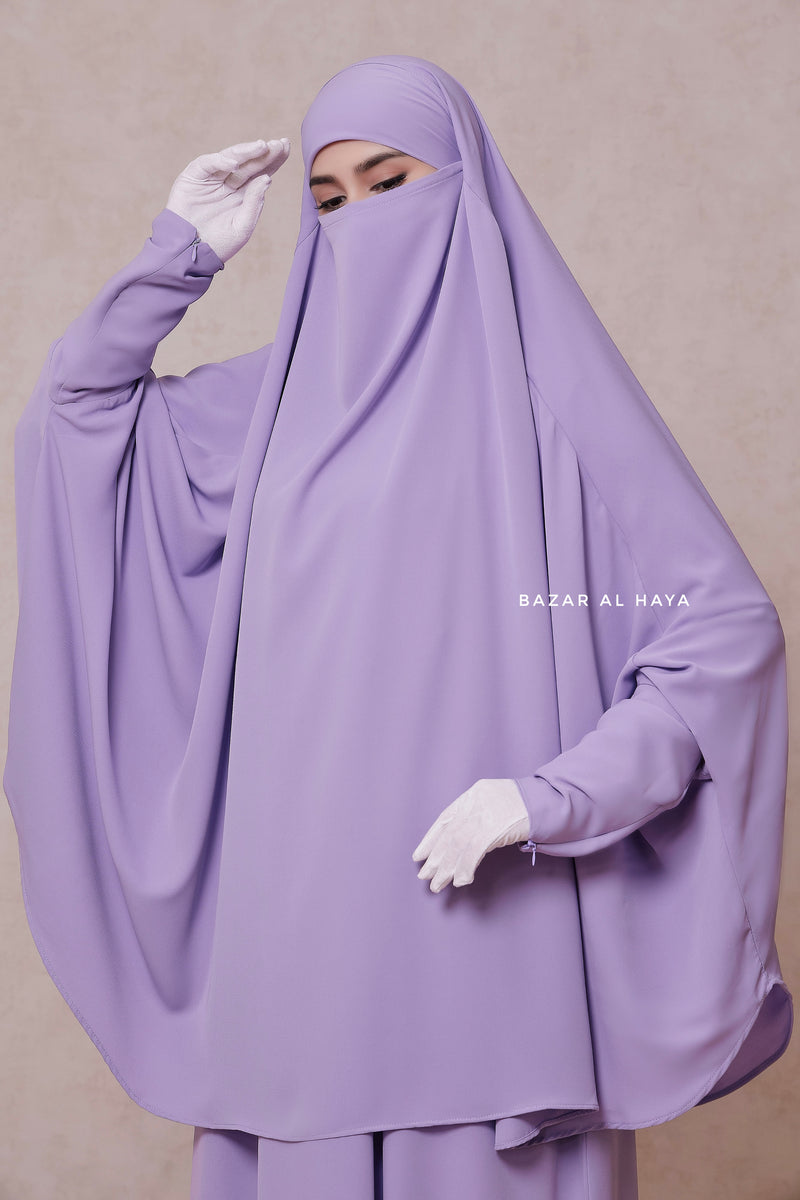 Lilac Yasmin Two Piece Jilbab With Dress & Khimar - Loose Style & Light Soft Breathable