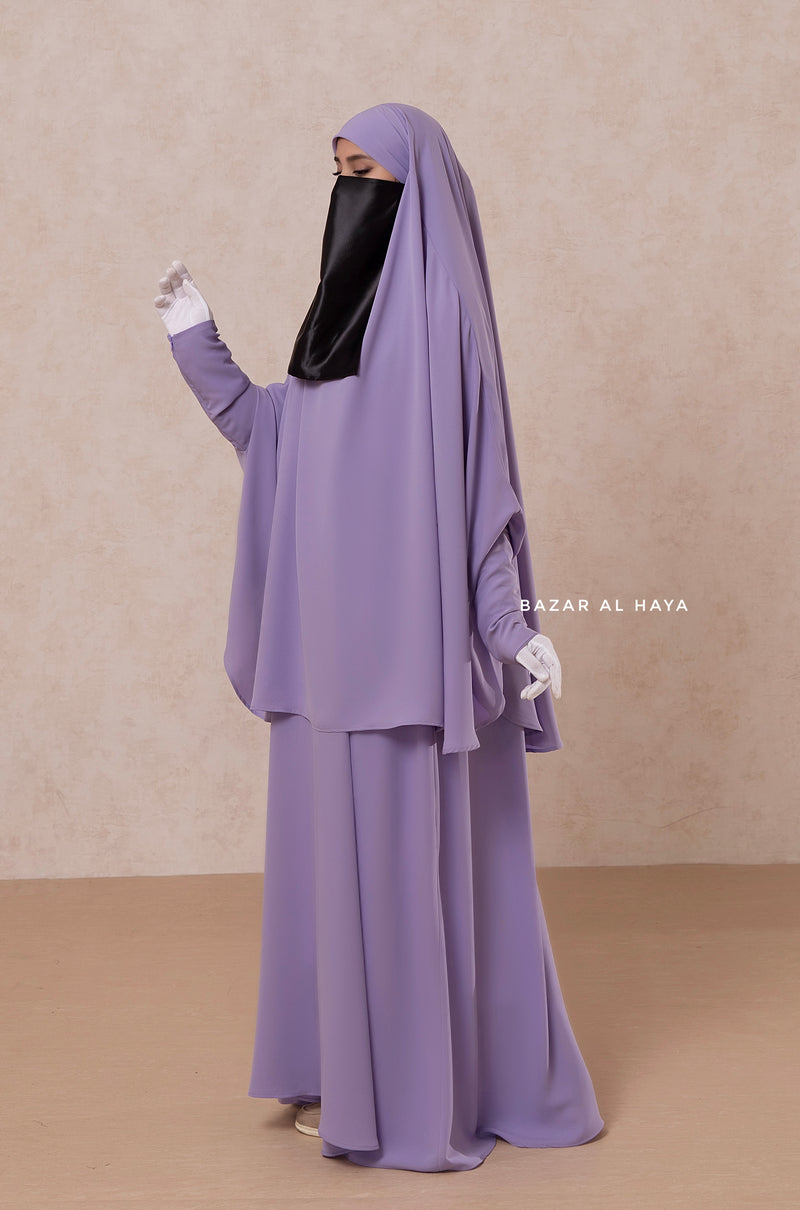 Yasmin Lilac Two Piece Jilbab With Dress & Khimar - Long & Loose Style, Light Soft Breathable Fabric