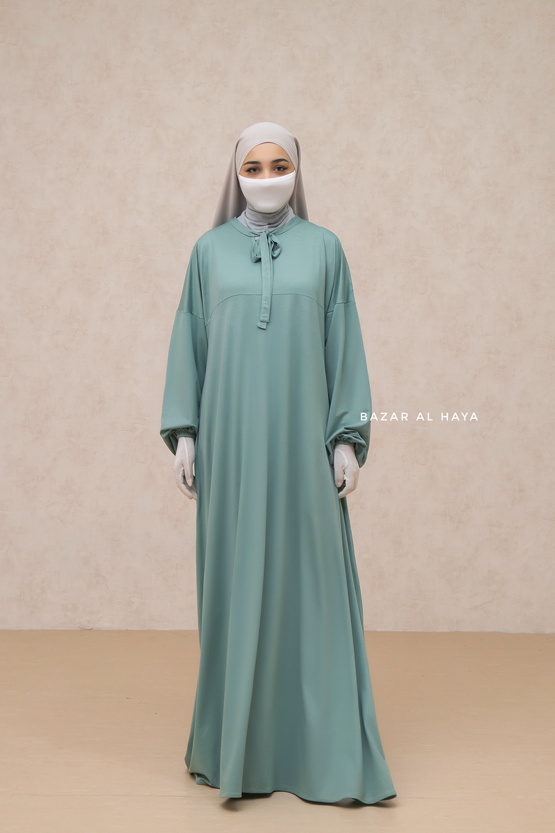 Eliza Mint Cotton Super Soft & Breathable Abaya Dress - Cozy