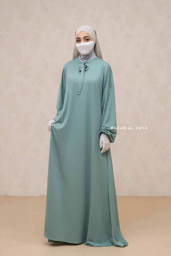 Eliza Mint Cotton Super Soft & Breathable Abaya Dress - Cozy