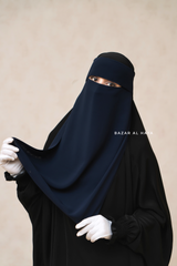 Dark Blue Flap Single Niqab - Super Breathable Veil - Medium & Large