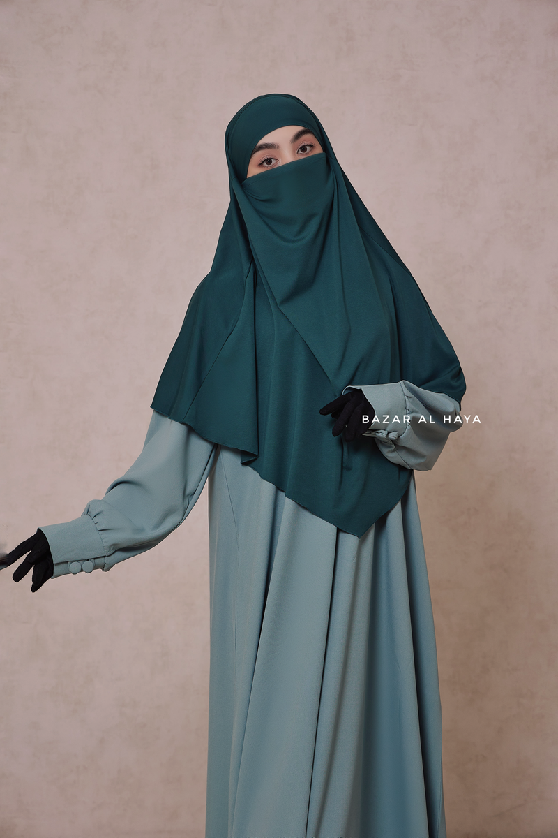 Emerald Cotton Eliza Short Triangle Diamond Khimar - Soft Cotton