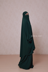 Emerald Jahida Two Piece Jilbab With Loose Pants Set - Skirt-Style Shalwar