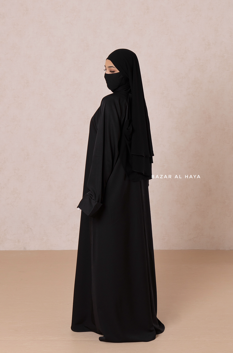 Black Madina Abaya - Soft Relaxed Fit - Mediumweight Silk Crepe