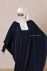 Navy Faraasha Butterfly Wide Abaya - Silk Crepe