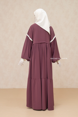 Mubina Grape Tiered Abaya Dress - Loose & Wide In Nidha