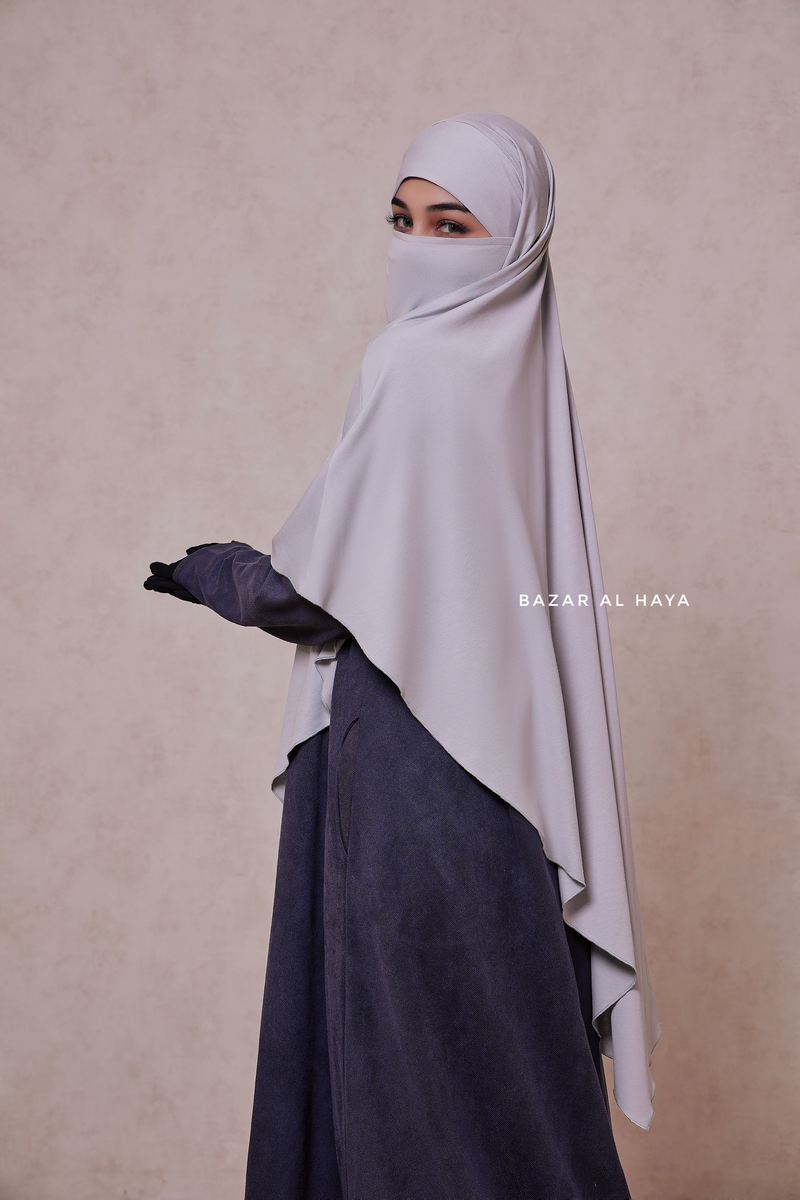 Silver Eliza Long Triangle Diamond Khimar - Soft Cotton