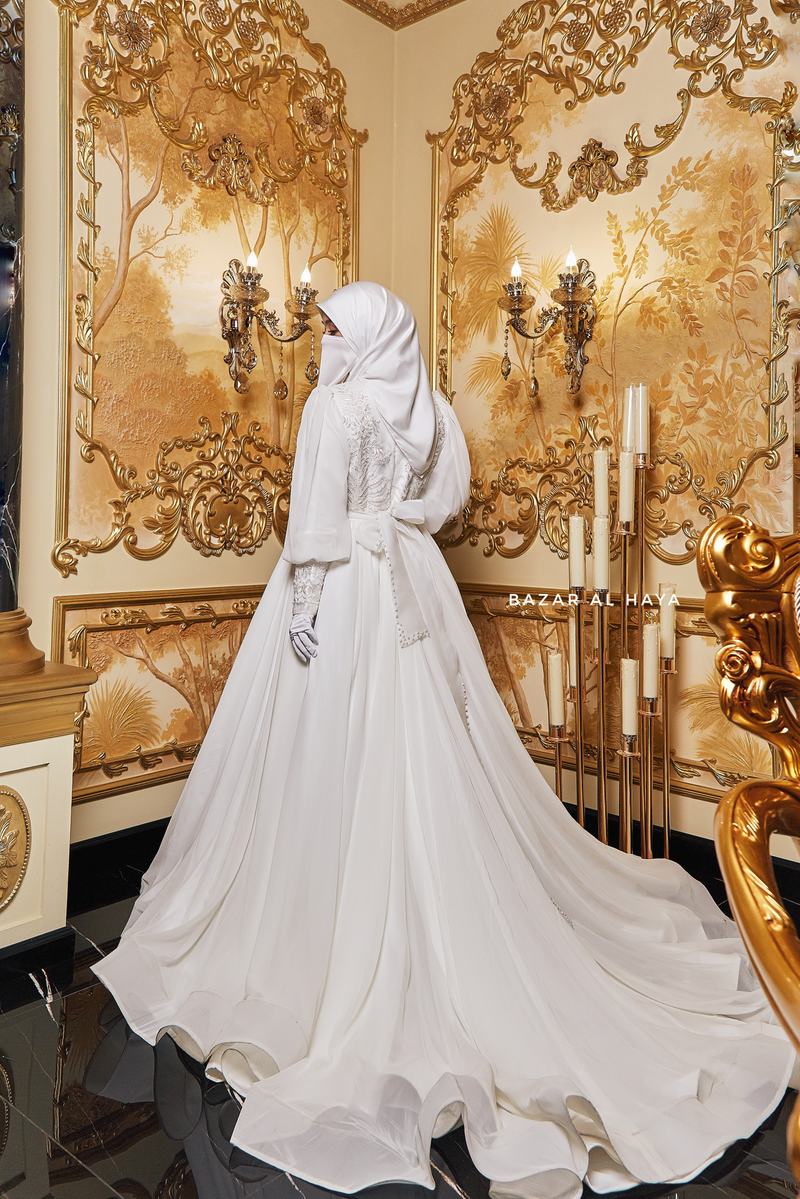 muslimah bridal dress Rehan Embroidered Bridal Wedding Dress In Chiffon & Silk