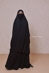 Hoor Two Piece  Black Jilbab With Skirt- Long & Loose