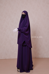 Purple Yasmin Two Piece Jilbab With Dress & Khimar - Loose Style & Light Soft Breathable