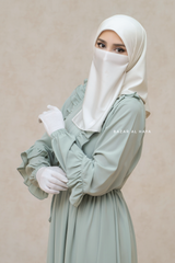 Afsah Mint Ruffle Lightweight Summer Spring Abaya Dress - Soft Breathable Crepe Cotton