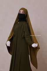 Olive Tie Back Scarf & Khimar - Long Rectangle Shape - Style & More