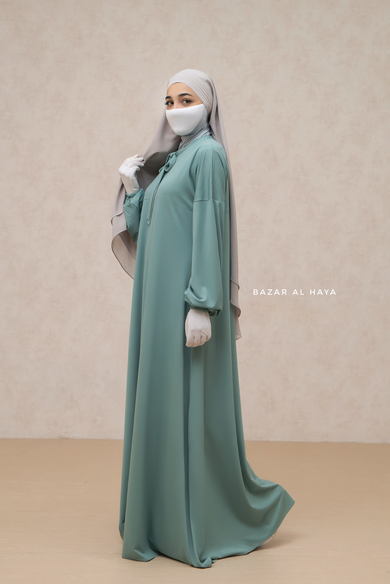 Eliza Mint Cotton Super Soft & Breathable Abaya Dress - Cozy