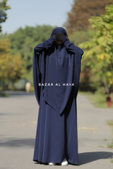 Dark Blue Salam Abaya & Mubarak Khimar Two Piece Set - Nidha