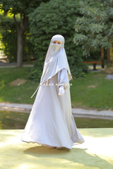 Eliza Two Piece Abaya & Khimar in Silver Cotton Super Soft & Breathable - Cozy
