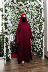 Madina Maroon Abaya - Soft Relaxed Fit - Mediumweight Silk Crepe