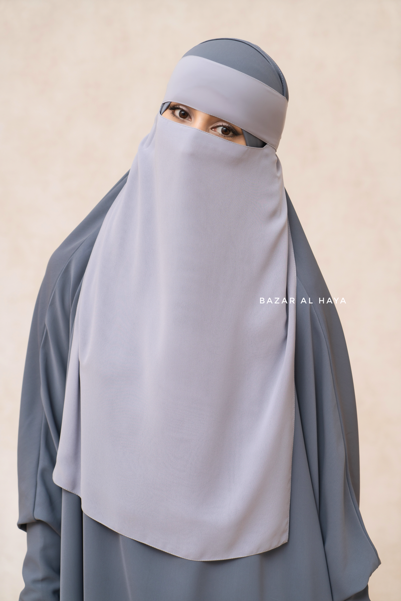 Silver Single Layer Niqab - Super Breathable & Comfy