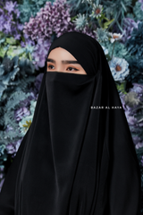 Hafsa Black Two Piece Jilbab With Harem Pants - Athletic Shalwar