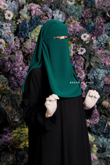 Emerald Two Layer Flap Niqab - Premium Wool Chiffon - Medium