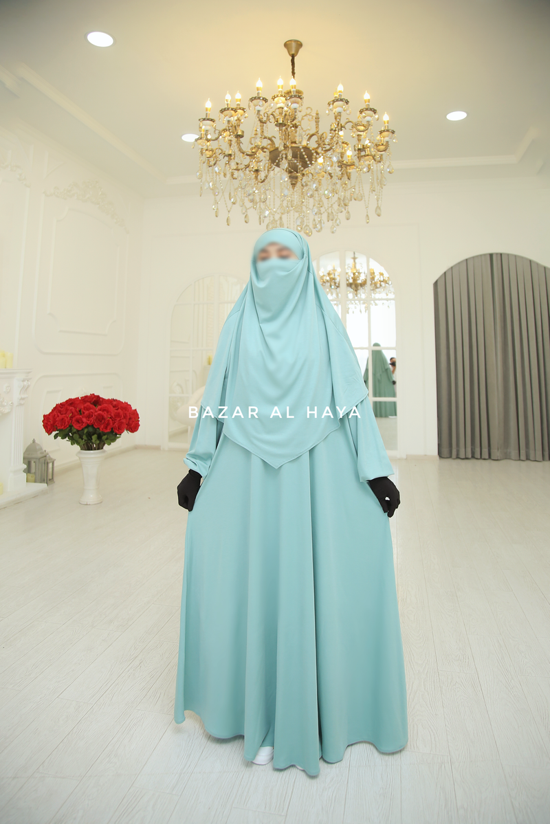 Eliza Two Piece Abaya & Khimar Set in Mint Cotton Super Soft & Breathable - Cozy