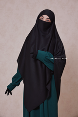 Black Eliza Long Triangle Diamond Khimar - Soft Cotton