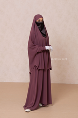 Yasmin Grape Two Piece Jilbab, Dress & Khimar - Long & Loose Style, Light Soft Breathable Fabric