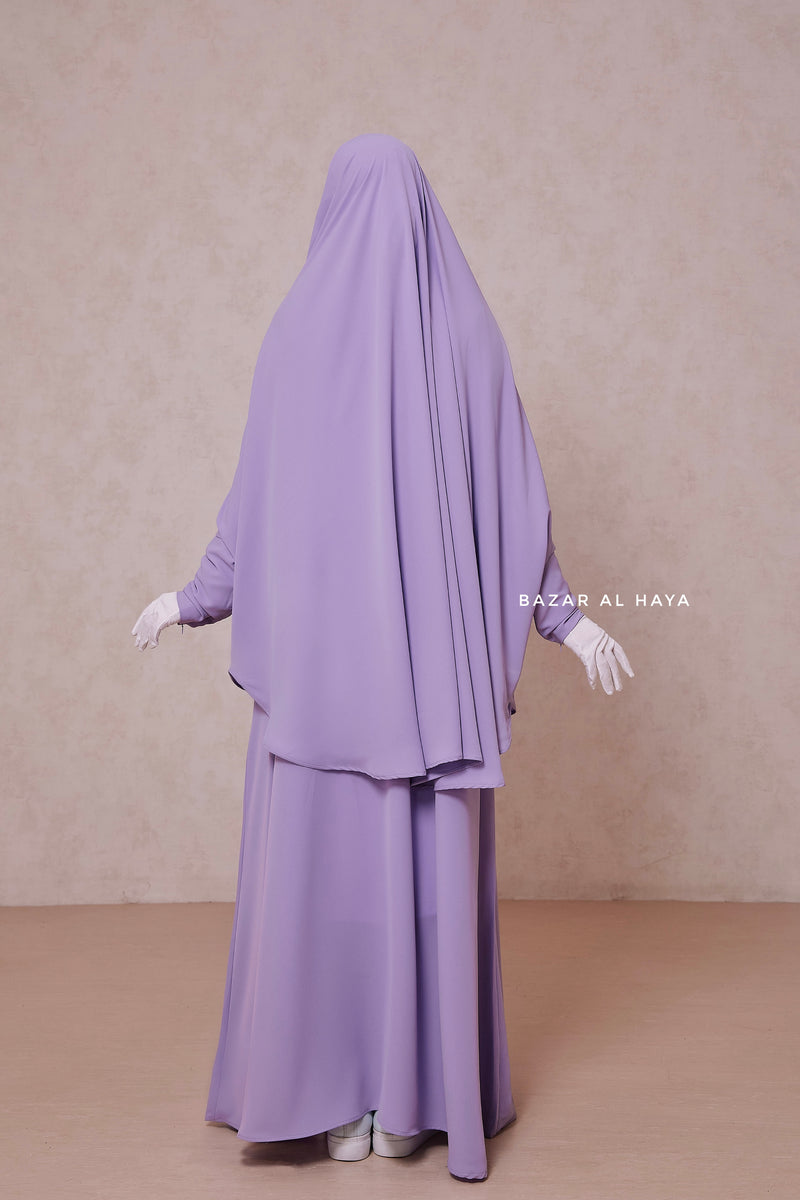 Lilac Yasmin Two Piece Jilbab With Dress & Khimar - Loose Style & Light Soft Breathable