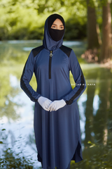 Shuruq Spruce Blue Modest Swimwear Three Piece Set With Swimdress, Khimar, & Pants - Enjoy The Comfort