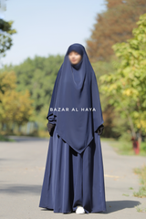 Dark Blue Salam Abaya & Mubarak Khimar Two Piece Set - Nidha